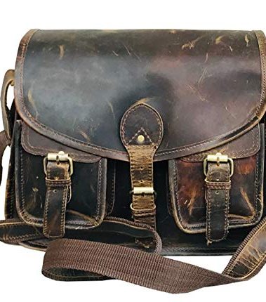 Ruzioon- Buffalo Leather Crossbody Purse For womens | Vintage look | Handcrafted Artistry | Genuine Leather Satchel | Adjustable Strap | Multiple Compartments | External Zipper Pocket | 12" x 10" x 4"