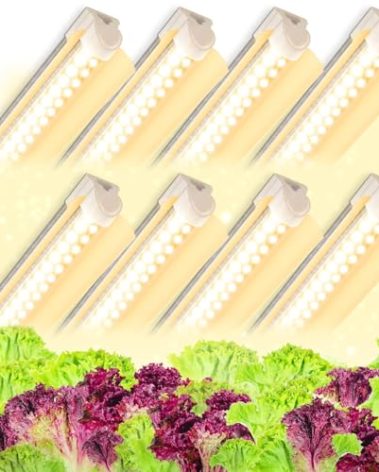 Kihung (Pack of 8) LED Grow Lights, 2FT T8 Grow Lights, 192W(8×24W) Full Spectrum Grow Light Strips with Reflectors, High PPFD Value Plant Light for Indoor Plants