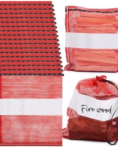 GliCraft 60 Pcs Onion Bags Reusable Mesh Produce Storage with Drawstring Firewood Bags Onion Potato Storage Sacks for Garden Vegetable Fruit Produce Packaging Supplies (22 x 28 Inch)