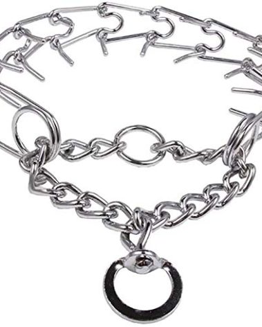 Darkyazi Durable Pinch Collar Stainless Steel Dog Adjustable Pet Training Collar for Medium Large Dogs (Large (Pack of 1), Silver)