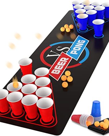 GOLDGE 63 x 23.6 inches Beer Pong Table Mat, Drinking Games for Adults Party – Perfect for Drinks, Soda, Punch, BBQs, Picnics & Outdoor Gatherings! (First Edition)