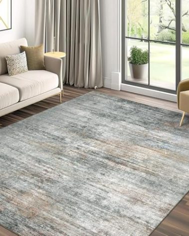 BEIMO Area Rugs 3x5 for Living Room Bedroom, Indoor Modern Abstract Machine Washable Rug, Small Soft Low Pile Floor Carpet with Non Slip Backing for Entryway, Ash Gray Brown