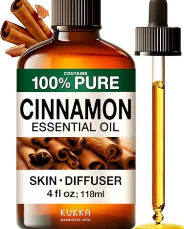 KUKKA Cinnamon Essential Oils - 4 Fl Oz - for Hair, Skin, Diffuser, Aromatherapy & DIY Soap Making Scent