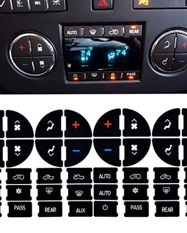 2 Packs AC Dash Button Repair Kit -Compatible with Chevy, Best for Fixing Ruined Faded A/C Control Buttons - Decal Replacement Fits Select 07-14 GM Vehicles - Car SUV Van Truck Accessories
