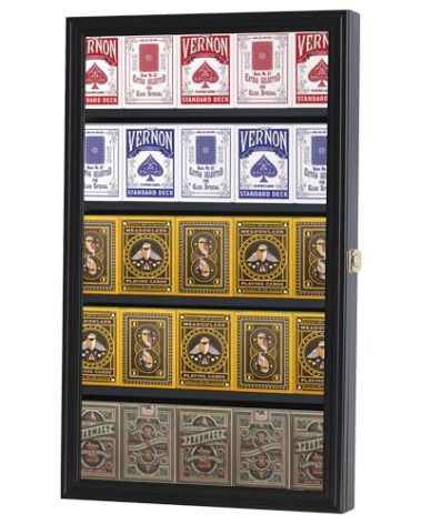The Playing Card Frame - 25 Deck Holder Display Case Frame Wall Mount (Black Finish)