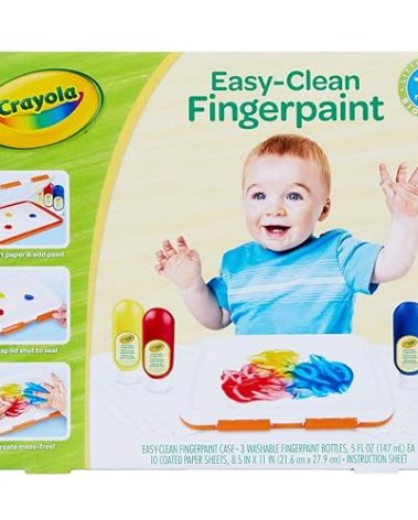 Crayola Mess Free Finger Painting Station, Washable Finger Paint for Toddlers, Arts & Crafts Set, Sensory Activity, Art Travel Toy, Gift for Toddlers, 1+