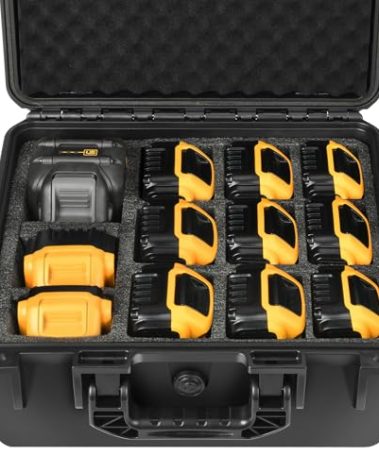 LOTOCASE Storage Case for Dewalt Battery & Charger - Waterproof Power Tool Box Storage Bag with Customizable Fit Foam for Milwaukee/Makita/Ryobi Battery & Charger (Only Case)