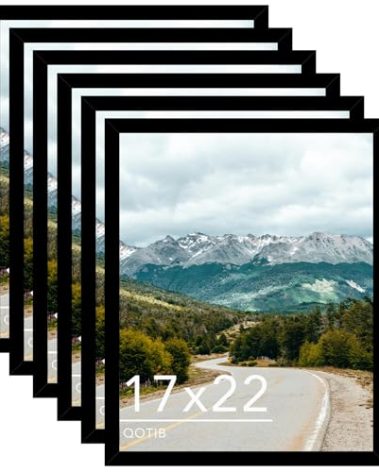 QOTIB Wood 17x22 Picture Frame Black for Wall Hanging, 17 x 22 Frame Photo Frame for Wall Horizontally or Vertically, Black, 6 Pack