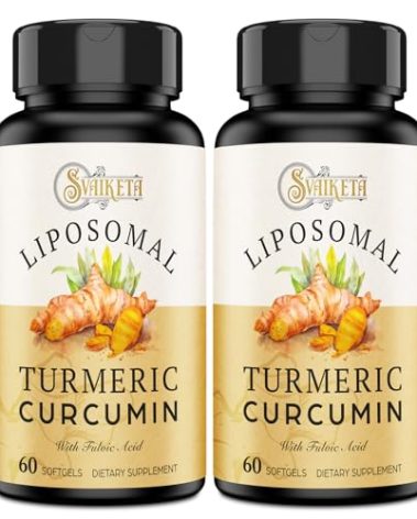 Svaiketa Liposomal Turmeric Curcumin Supplement - 2000mg, 95% Curcuminoid Extract with Piperine - 60 Softgels (2 Bottle)