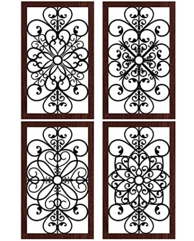 4 Pieces Thicken Rustic Wall Decor Modern Farmhouse Wooden Hollow Carved Design Wall Art for Living Room Bedroom Hallway Decor Office Kitchen Wall Decoration (Traditional Style)