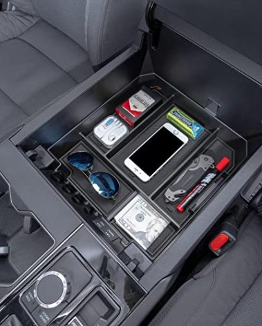 JDMCAR Center Console Organizer Compatible with 2022-2025 2026 Toyota Tundra Accessories and 2023-2026 toyota sequoia Armrest Secondary Storage Box ABS Material with Non-Slip Mats (Black Trim)