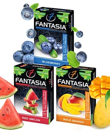 Fantasia Nicotine-Free Hookah, Hookah Shisha Flavors, Tobacco & Nicotine Free, Fruit Variety Pack, 50-Gram (Pack of 3) F3
