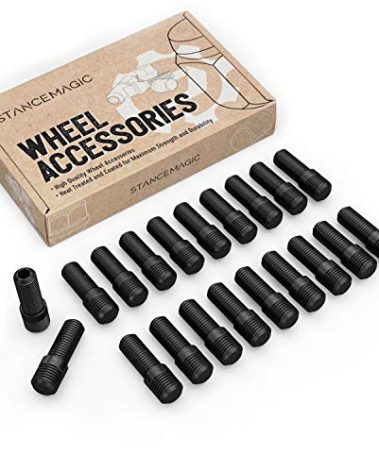 20pcs Black Wheel Stud Conversion - 14x1.5 to 12x1.5, 50mm Total Length, 32mm Shank Length - Compatible with Audi Mercedes Volkswagen Cars (Ensure Vehicle uses 14x1.5 Bolts) Screw Adapter
