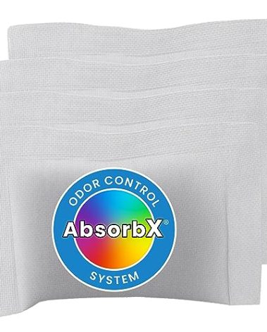 iTouchless Official AbsorbX Trash Can Odor Filters 4-Pack, Stops Garbage Smells, All Natural Activated Charcoal Deodorizer Air Freshener Absorber for 8 Gallon & Larger Garbage Bins with Compartment