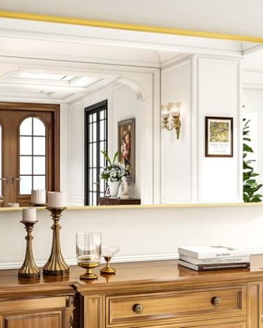 55"x 30" Gold Bathroom Mirror - Aluminum Framed Wall Mirror, Bathroom Wall Mounted Vanity Mirror, Bedroom, Living Room Wall Mirror, Hang Horizontally or Vertically