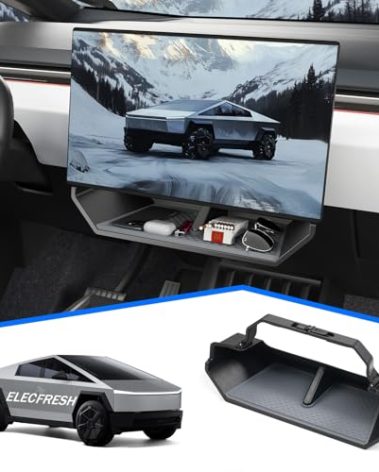 ELECFRESH Center Console Organizer Under Screen Storage Box for 2024 Tesla Cybertruck Accessories, Dashboard Hidden Tray for Cybertruck (A)
