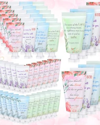 Landhoow 72 Pack Christmas Christian Hand Cream Bulk for Women Thanksgiving Bible Travel Hand Lotion Set Religious Bible Verse Gift for Employee Coworker Team Church Wedding Homeless