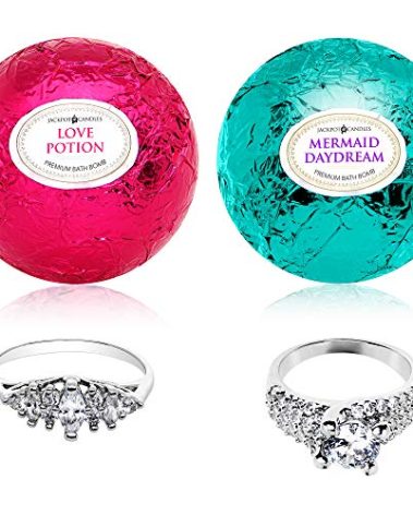 Mermaid Love Potion Bath Bombs Gift Set of 2 with Size 9 Ring Surprise Inside Each Made in USA