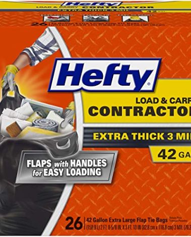 Hefty Load & Carry Heavy Duty Contractor Large Trash Bags, 42 Gallon, 26 Count
