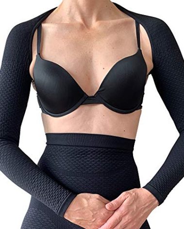 Bioflect® Compression Arm Sleeves Wrap with Bioactive Fibers and Raised Massaging Knit - for Support and Comfort - Black 4XL