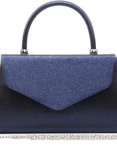 Dasein Women's Evening Bag Party Clutches Wedding Purses Cocktail Prom Handbags with Frosted Glittering (Navy Blue)