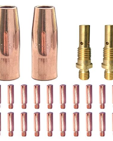 Mig Welding gun accessory 0.035" kit for Lincoln Magnum 100L or Tweco Mini/#1 Mig gun: 20pcs Contact Tips 11-35 0.035" + 2pcs gas nozzles 21-50 1/2" + 2pcs gas diffusers 35-50