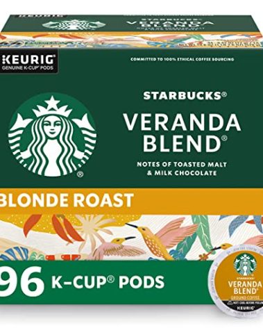 Starbucks K-Cup Coffee Pods, Starbucks Blonde Roast Coffee, Veranda Blend for Keurig Brewers, 100% Arabica, 4 boxes (96 pods total)