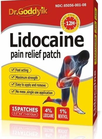 Dr.Goddyik 4% Lidocaine Patches Pain Relief Patches Maximum Strength Lidocaine, Back Pain Relief Patch for for Knee Joint Neck Shoulder Muscle Pain Relief,(25 Count)