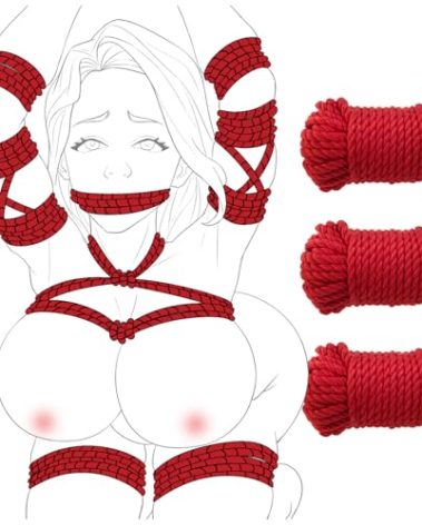 BDSM Bondage Rope Sex Restraints - UTIMI Restraint Set for Sex Toys for Couple Women Bondaged Kit Adult Toy Shibari Rope Kit Soft Cotton Ropes 32 Feet/10m, 3 Pack (Red)