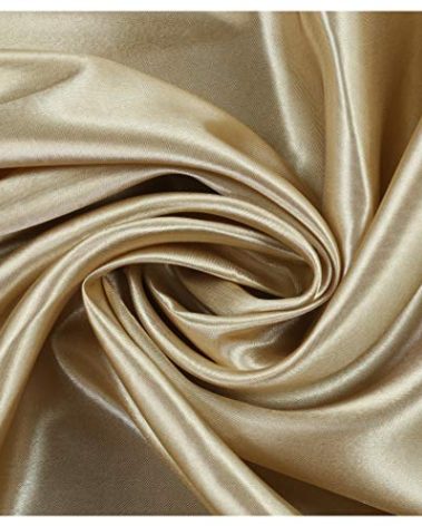 MDS Christmas Satin Fabric 25 Yards, 44" Wide, Silky Smooth Charmeuse Sateen Cloth for New Year Party Decorations, Thanksgiving, Crafts DIY Sewing Projects, Backdrop, Wedding Drapes - Champagne Gold