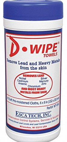ESCA TECH INC D-Lead Lead Remover Wipes, 40 Count, Canister