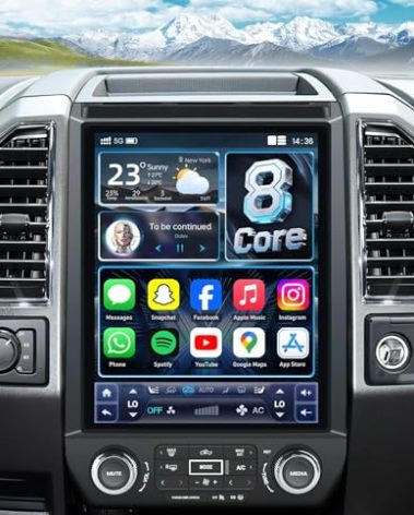 8 Core 4G+64GB Upgrade Car Radio for Ford F150 2015 2016-2020: 12.1 Inches GPS Carplay Android Auto Android13 Split Screen 5G-WiFi DSP (RDS High-Fidelity Sound) Bluetooth 5.0 SWC Backup Camera