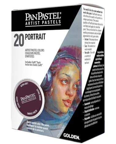 PanPastel Artist Pastels by GOLDEN, Portrait Set, 20 Color, Professional Artist Pastels, Unique Pan Format (cake-like)