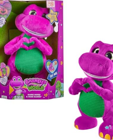 Barney World Toddler Toys by Fisher-Price, Tall Plush, 13-inch Figure with Sounds, Soft Texture for Play, Kids Ages 2+ Years