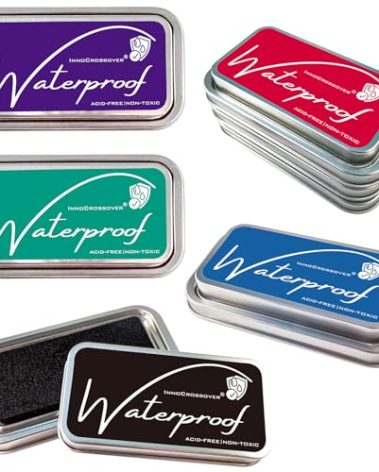 Ink Pads for Rubber Stamps, Rubber Stamps Pads- Permanent, Waterproof, Stamp Pads for Card Making, Scrapbooking Supplies, Christmas Ink Stamps, Hand Stamp Ink Pad, Non-Toxic (5 Ink Pad Bundles)