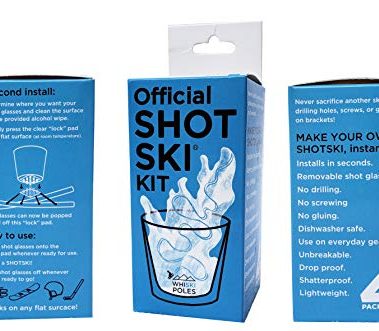 Official SHOTSKI Kit - Instantly turn your everyday gear into a shot ski! Removable, shatterproof shot glasses, installs in seconds, no tools required! Apres Ski Gift (4)
