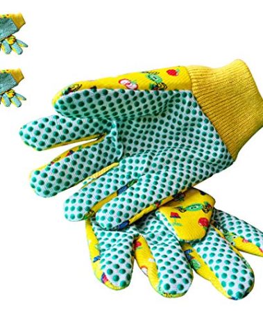 PROMEDIX P Kids Garden Gloves 3-6 Years Old Children Gardening Gloves Cotton Comfortable Bright Color, 2- Pair Pack