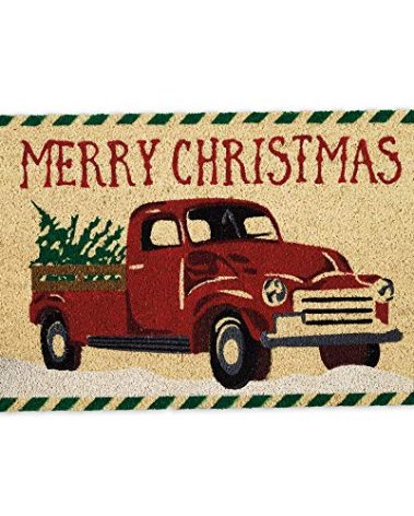 DII Outdoor Christmas Door Mat Collection Decorative Holiday Doormat, Front Porch Décor, 17x29, Farmhouse Red Truck