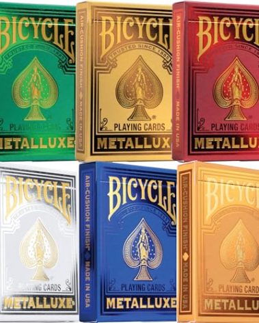 Straight Poker Supplies Premium Metalluxe Bicycle Playing Cards Collector's Bundle - Set of 6 Decks in Stunning Gold, Green, Red, Silver, Orange, and Blue Finishes