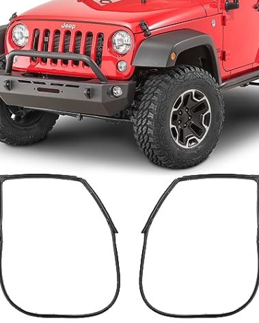 AccuPart Front Door Seals - Fits Jeep Wrangler JK 2006-2018 - Water-Tight - Precisely Molded to Fit Around Factory Steel Door Shells - Full Perimeter Seal - Includes Nylon Panel Retainer Clips