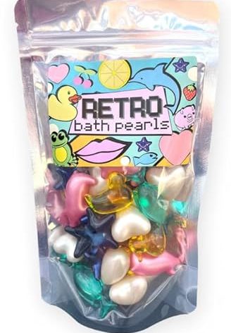 Retro Bath Beads Jumbo Pack of 30. Various Shapes and Scents. Animals, Hearts, Stars, Pearls. Bath Oil Beads Gift for Girlfriend Gift for Mom Gift for Women Birthday Gifts for Women. Bath Pearls.