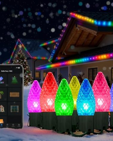 Probro C9 Smart RGB Christmas Lights, 55FT 50 LEDs App Control & Music Sync, 105 Modes for Party, Shatterproof Waterproof Connectable String Lights for Outdoor Indoor Xmas Tree House Decor