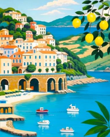 Rebotipy Paint by Number for Adults Atrani Lemons - Amalfi Coast Adults Paint by Number Kits on Canvas Digital Acrylic Paint by Numbers Kits Oil Painting by Numbers for Canvas Art 16x20 Inch