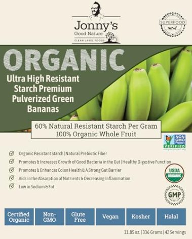 Jonnys Good Nature Organic Ultra High Resistant Starch Premium Green Banana Flour | On Average [10x's] More Prebiotic Fiber Per Gram Than Other Green Banana Flours On The Market | 42 Servings
