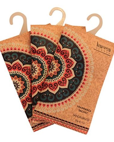 Karma Scents Premium Sandalwood Scented Sachets for Drawers, Closets and Cars, Lovely Fresh Fragrance, Lot of 12 Bags