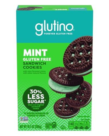 Glutino Gluten Free Mint Flavored Sandwich Cookies, Gluten Free Snacks, 10.5 oz.