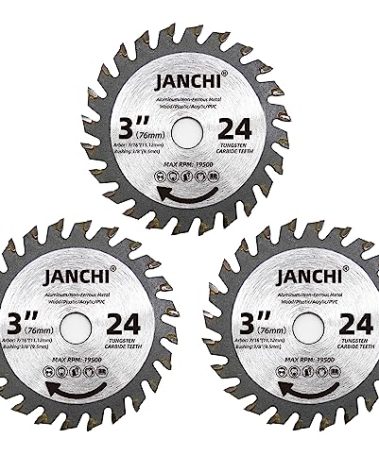 3Pack 3 Inch 24T Carbide Circular Saw Blade for Cuts Woods, Plastic, PCV, Acrylic, Aluminum, 7/16" Arbor Compatible with All Dremel Saw-MAX, Ultra-Saws, RotoZip Saws, Rigid 3" Multi-Material Saw