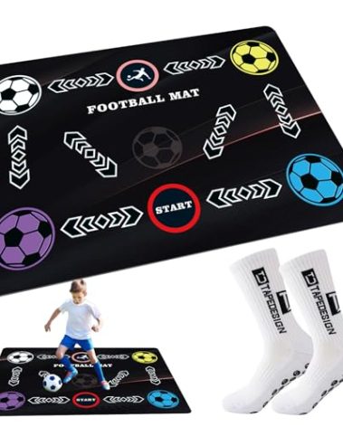 Soccer Training Mat, Football Footwork Training Equipment Mat for 4-16 Ages to Improve Speed and Coordination, Video and Dynamic Manuals Included, Non-Slip Silent Soccer Mat