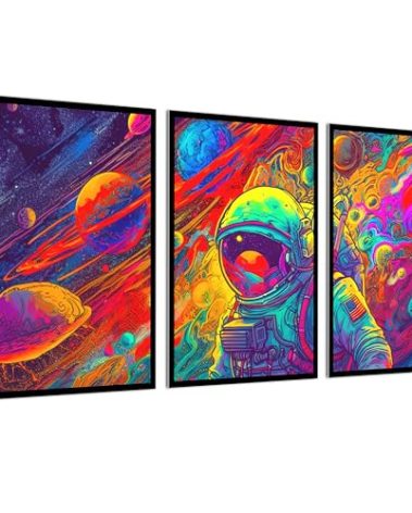 TracyArt Space Decorations, Astronaut Room Decor for Boys - Space Decorations for Classroom, Unframed 3 Pcs 13" x 17"