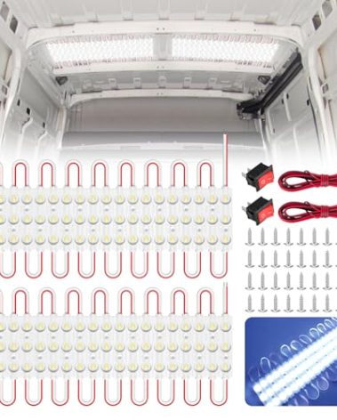 12V 120 LEDs Van Interior Light Kits, Car White Super Bright LED Ceiling Module Lights Kit Dome Lamp for Work Van RV Truck Bed Auto Vehicle Caravan Camper Cargo Christmas Decor Lights, 40 Modules